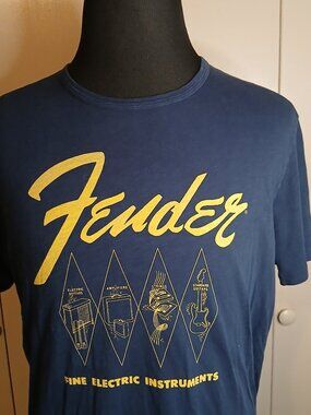 Vintage Lucky Brand Fender Men's XL/TG Blue Graphics T-Shirt (1073C3)